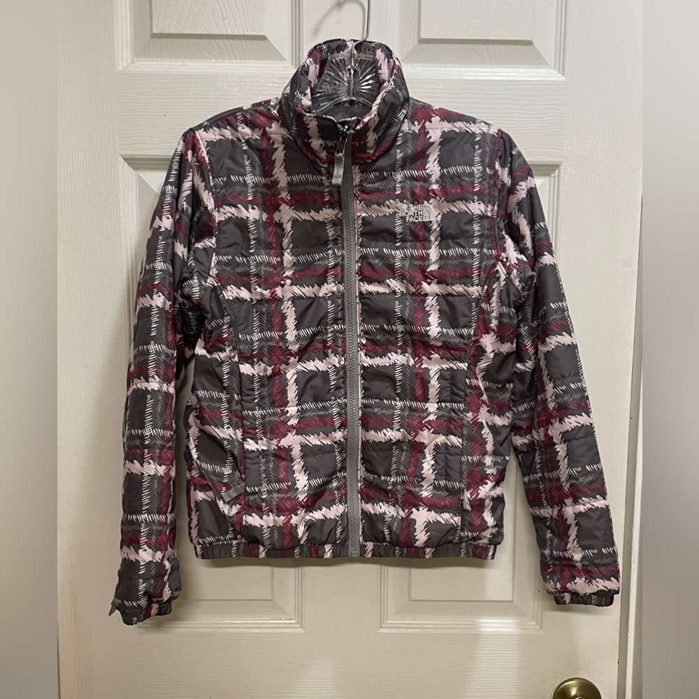 THE NORTH FACE Full Zip Puffer Ski Winter Jacket Plaid Outdoors Snow Size XS